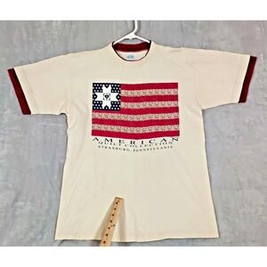 Vintage USA Shirt Mens Large White Camerican‎ Quilt Collection Strasburg PA 90s